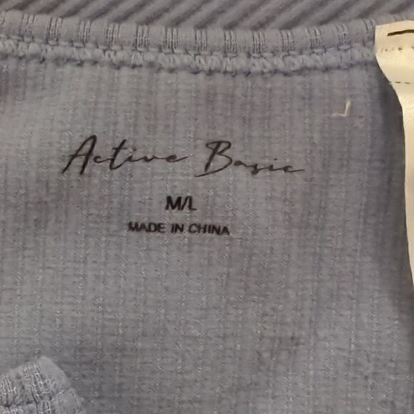 Active Basic Blue Ribbed Cropped Long Sleeve - Picture 4 of 5